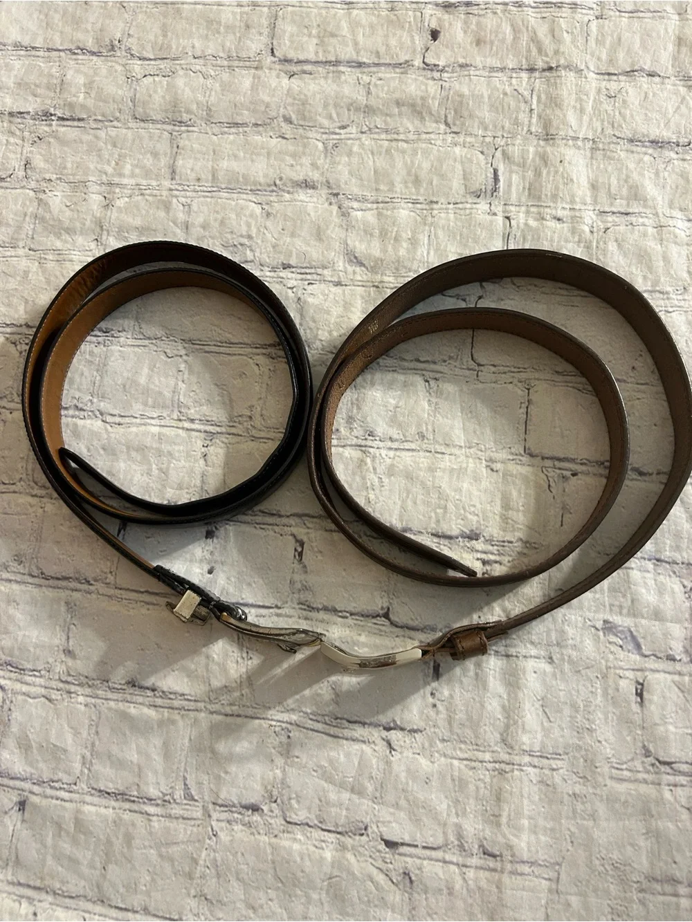 VERO CUOIO BROWN LEATHER ITALY MADE  & BLACK WESTERN FULL GRAIN BELTS